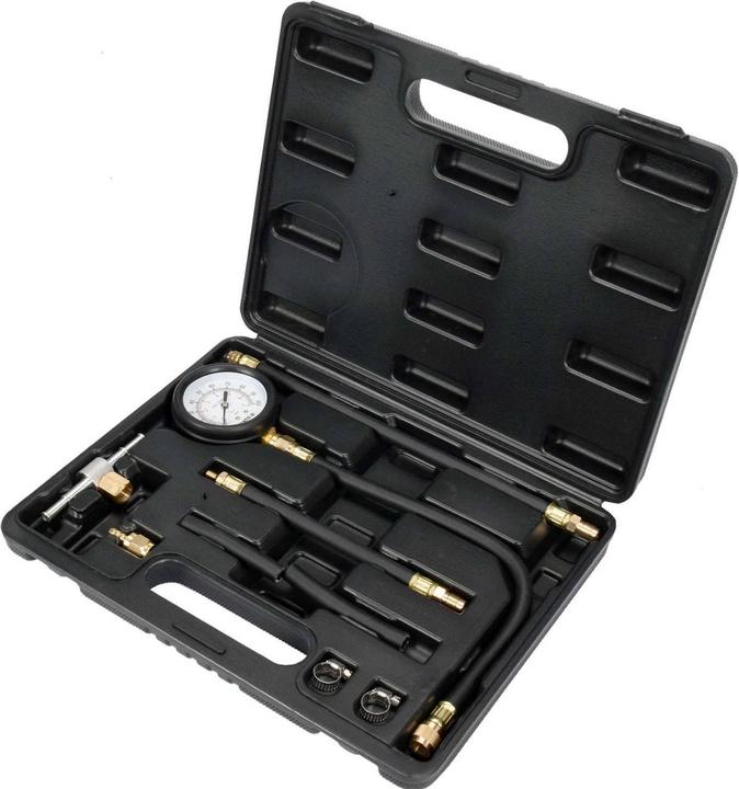 Actual product image Yato Professional Petrol Pressure Tester Set 9 TLG, with Pressure Gauge 0-100 psi / 0-7 Bar, Flexible