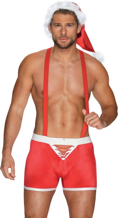Actual product image Obsessive Mister Claus boxer shorts with braces and cap (L, XL)