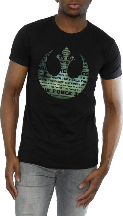 Actual product image Star Wars Mens Rogue One I'm One With The Force Alliance Emblem Green T-Shirt (XL)