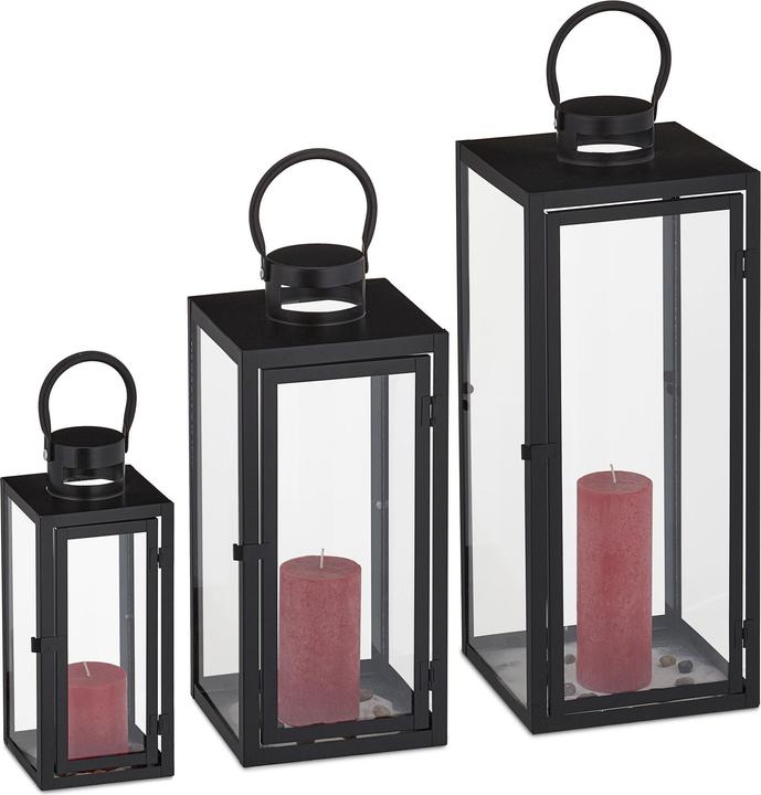 Actual product image Relaxdays 3pcs. lantern set (21 x 21 x 63 cm, 3 x)