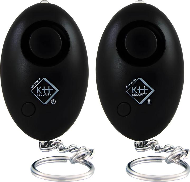 KH Security 2er-SetPersonenalarm inkl. LED-Licht, 120dB, schwarz