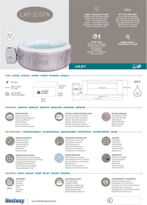 Image du produit Bestway Lay-Z-Spa Cancun AirJet (4 pers.)