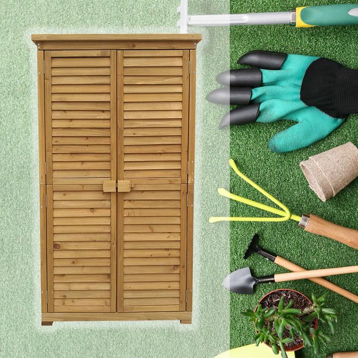 Produktbild Wiltec Gartenhaus Lamellentür Fichtenholz Bitumendach 870x465x1600mm Gerätehaus Schuppen