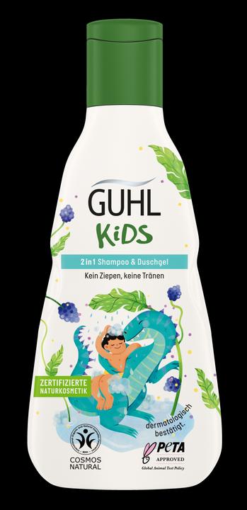 Guhl Kids 2in1 Shampoo, Duschgel Brombeerextrakt (250 ml, Flüssiges Shampoo)