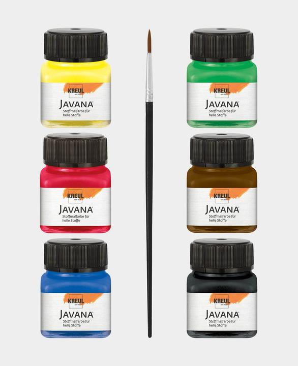 Actual product image Kreul Tex Basic Set Sunny (Brilliant green, Dark brown, Royal blue, Citron, Crimson, Black, 120 ml)