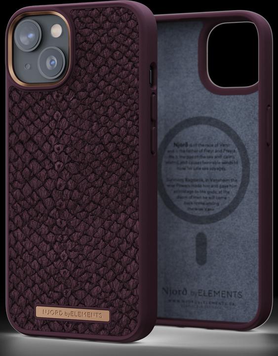 Njord Hard Cover Salm.Leather Magsafe Case orange (Apple iPhone 14)