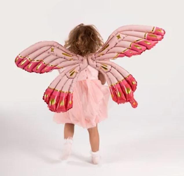 Produktbild Partydeco Folienballon Schmetterlingsflügel, matt pink - leer