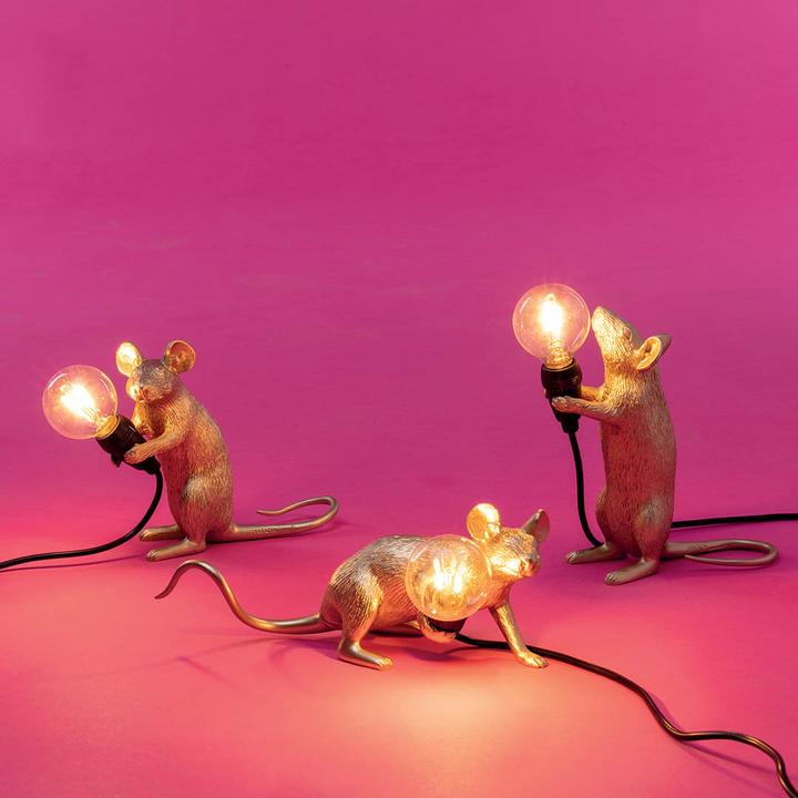 Actual product image Seletti Mouse Lamp Lop Lying Down Table Lamp Gold (90 lm, E14)