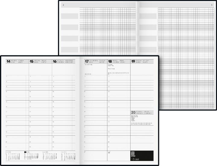Actual product image Book calendar TimeCentre model 724 (2025) (A4, German, English, Italian, French)