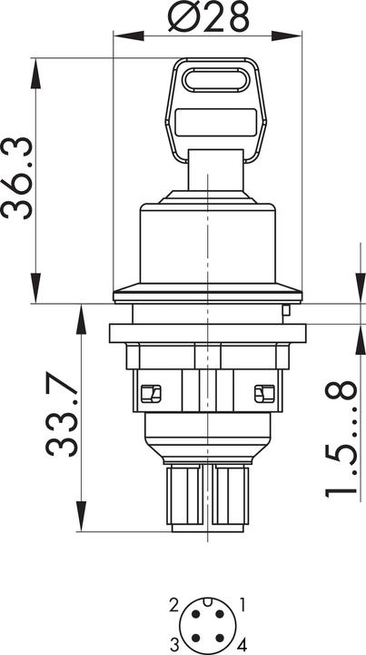 Produktbild Schlegel SSSA18OI C008 SSSA18OI C008 - Schlüsseltaster rastend mit M12-Anschluss 4-polig