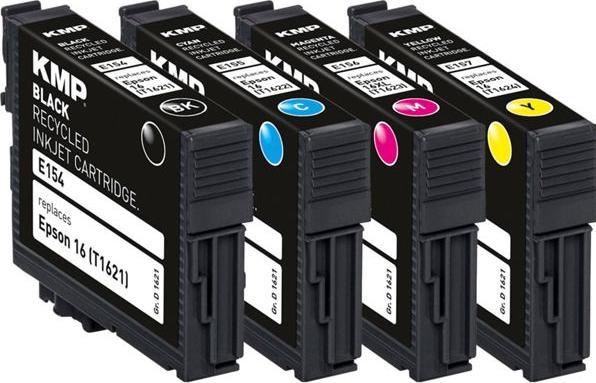 Actual product image KMP E154V Multipack BK/C/M/Y compatible with Epson T 162 (M, FC, C, Y)