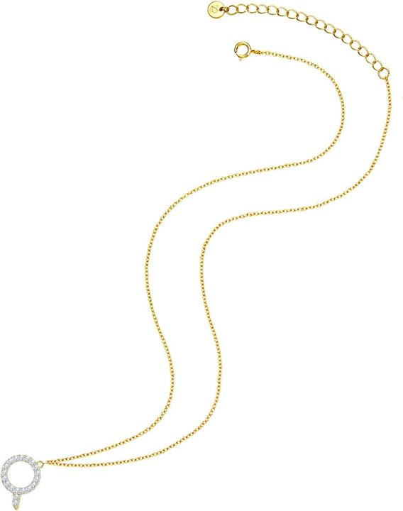 Actual product image Glanzstücke München Ladies letter Q sterling silver cubic zirconia yellow gold 45.0 cm base chain + 5.0 cm extension - (Sterling Silver, 40 - 45 cm)