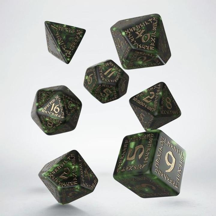 Actual product image Q Workshop SRUN98 - RuneQuest Dice Set, bottle-green & gold (7)