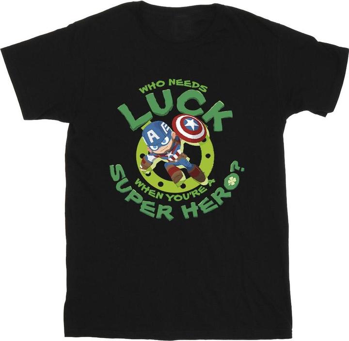 Actual product image Mens St Patrick's Day Captain America Luck T-Shirt (XL)