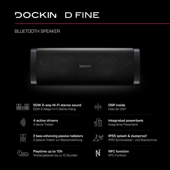 Actual product image Dockin D Fine (10 h, Rechargeable battery operated)