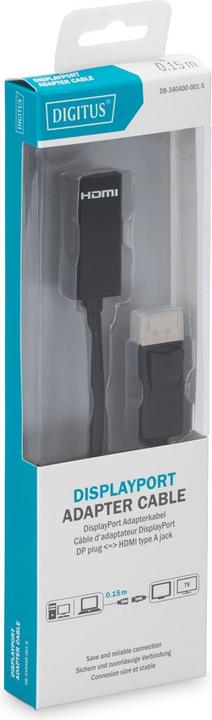 Produktbild Digitus DisplayPort — HDMI (Typ A) (0.15 m, HDMI, DisplayPort)