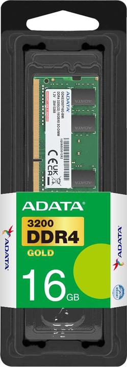 Image du produit Adata SO-DDR4 16GB 3200-22 Gold simple plateau (1 x 16GB, 3200 MHz, RAM DDR4, SO-DIMM)