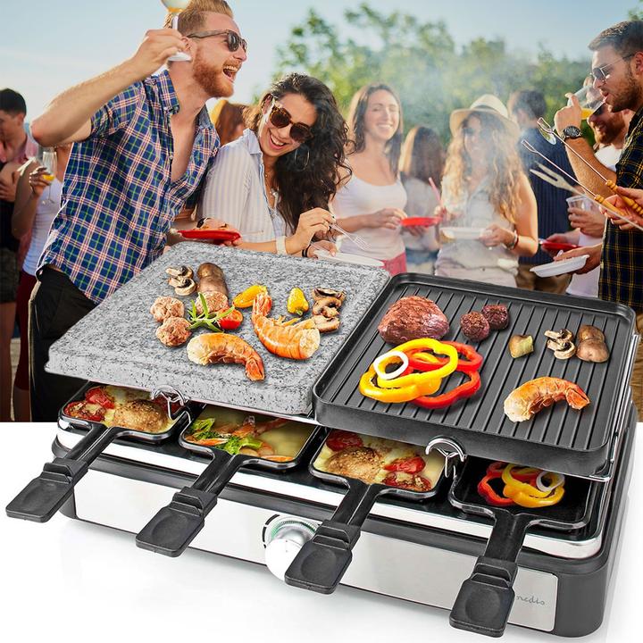 Produktbild Nedis Gourmet/Raclette Grill/Stone 8 Persons Spatula Temperature setting Non stick coating Rectangl