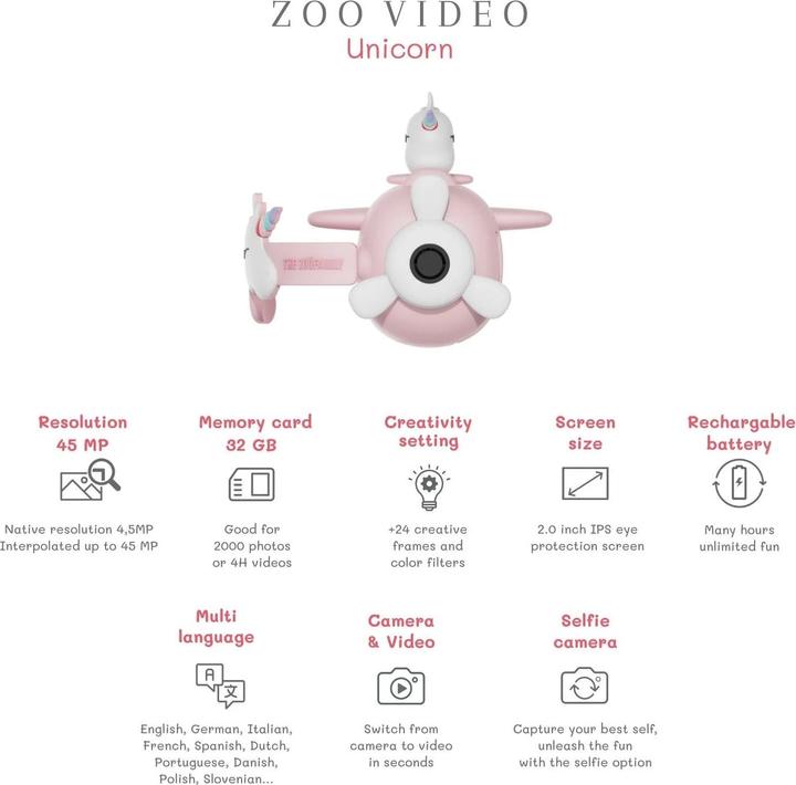 Produktbild The Zoofamily Kinder-Kamera V1 Zoo Video Unicorn