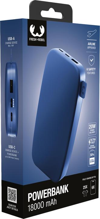 Immagine prodotto Fresh'N Rebel Fresh 'n Rebel Powerbank 18000 mAh Blue (18000 mAh, 20 W, 66.60 Wh)