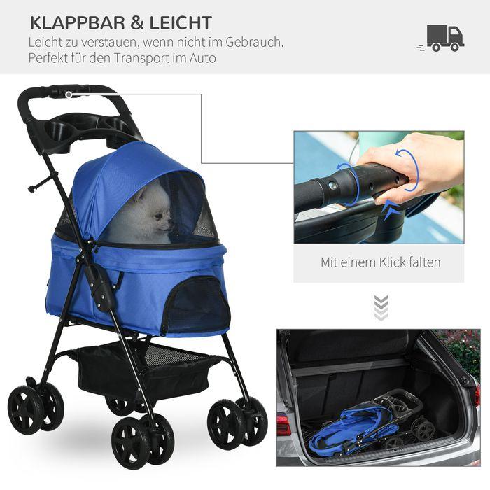 Image du produit Swisshandel24 Poussette pour chien Poussette pour chien avec fonction de pliage Poussette pour petits chiens et (Chien, Chat, Pliable)