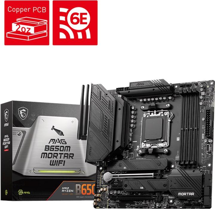 Produktbild MSI MAG B650M Mortar WIFI (AM5, AMD B650, mATX)