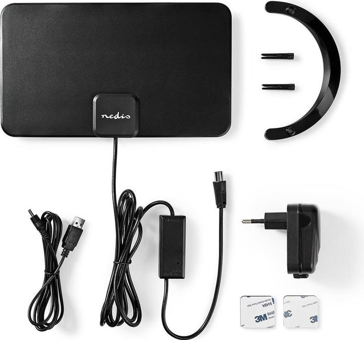 Immagine prodotto Nedis Antenna da interno | Attiva | FM / UHF / VHF | Raggio di ricezione: 0-25 km | LTE700 | Guadagno dBi (Antenna interna, 26 dB, LTE, DVB-T / -T2)