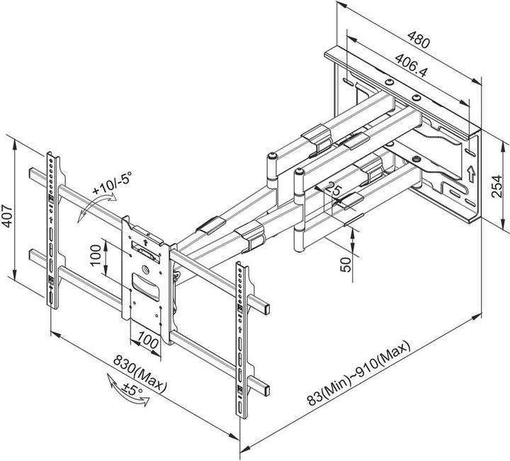 Produktbild myWall TV Wandhalterung Vollbewegliche XL Wandhalter für LCD TV (Wand, 79.92", 50 kg)