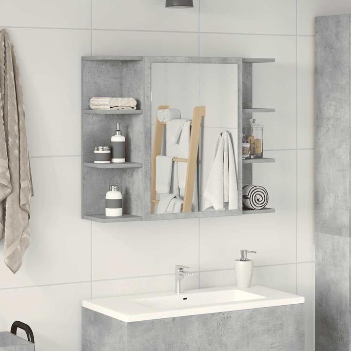 Produktbild VidaXL Bad-Spiegelschrank Betongrau 80x20,5x64 cm Holzwerkstoff (80 x 20.5 x 64 cm)