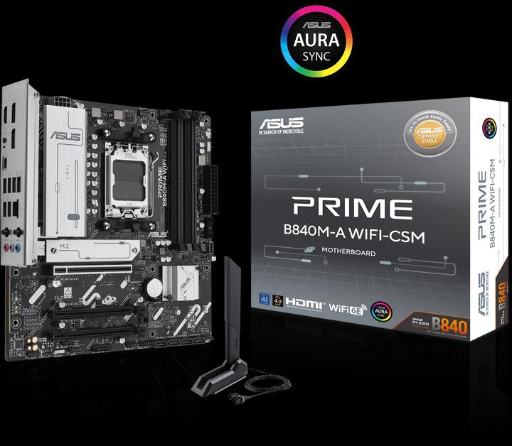 Actual product image ASUS PRIME B840M-A WIFI (AM5, AMD B840, mATX)