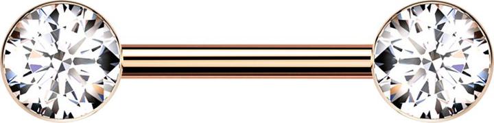 Produktbild Star Piercing Barbell Threadless rosegold mit zwei Halbkugeln rosegold Kristall silber (ohne Messing, Titan G23)