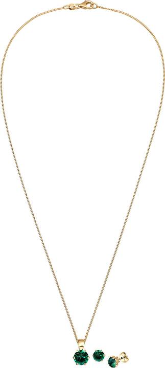 Actual product image Elli Jewellery set crystals solitaire necklace ear studs 925 silver (925 sterling silver)