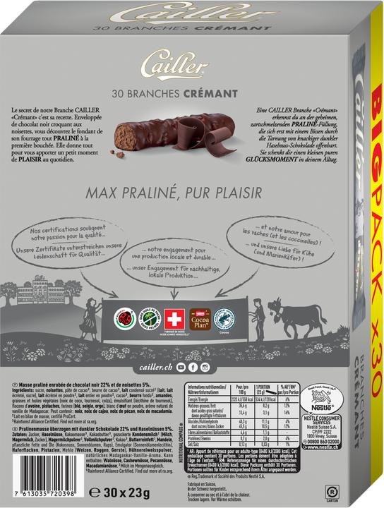 Immagine prodotto Cailler Branches Barrette di Cioccolato Crémant S (690 g)
