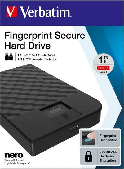 Produktbild Verbatim Fingerprint Secure 1TB USB 3.1 Gen 1 USB-C (1 TB)