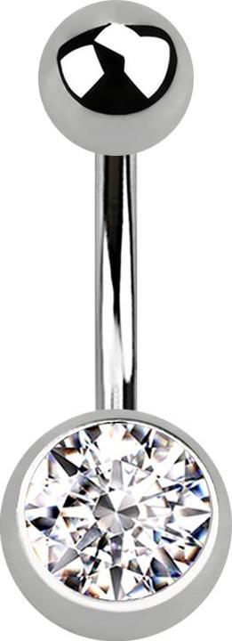 Produktbild Star Piercing Banane silber mit Kugel und Kugel Kristall silber (Titan G23, ohne Messing)