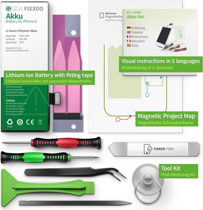 Actual product image Giga Fixxoo Repair kit battery iPhone 6 (Rechargeable battery, iPhone 6)