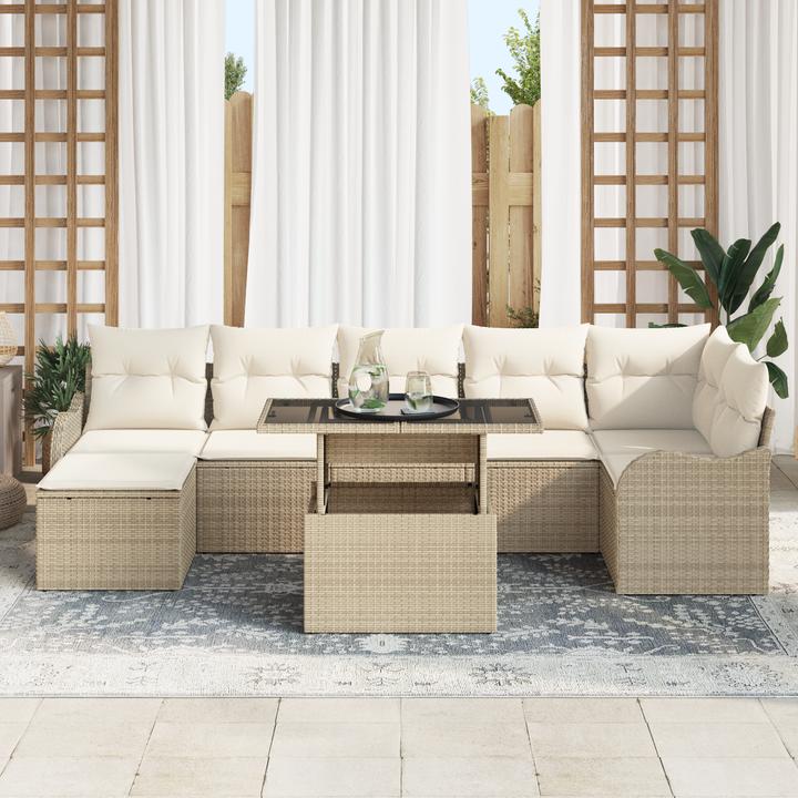 Actual product image VidaXL 8-piece garden sofa set with cushions Beige poly rattan