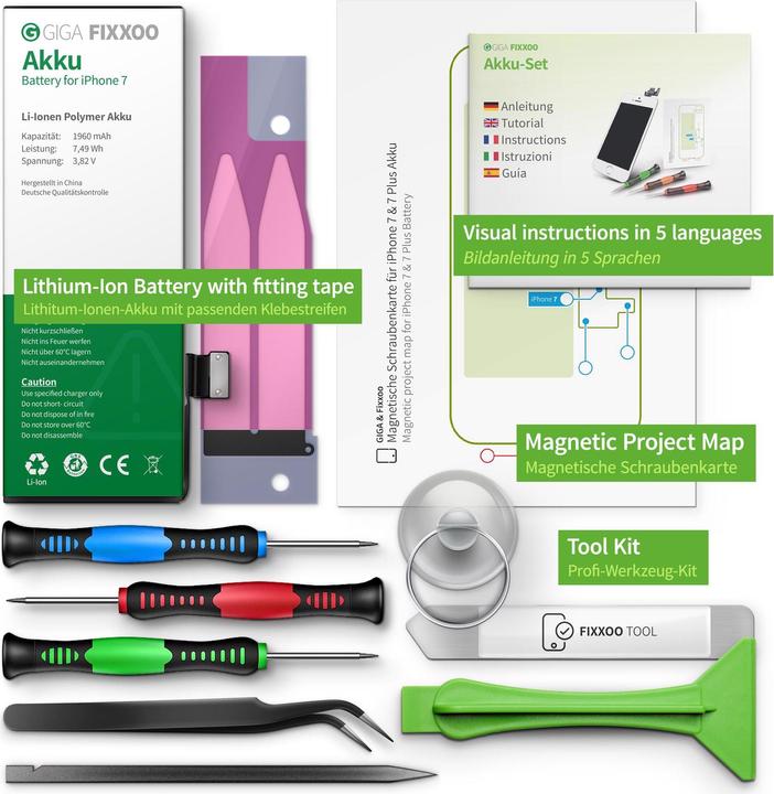 Image du produit Giga Fixxoo Kit de réparation batterie iPhone 7 (Batterie, iPhone 7)