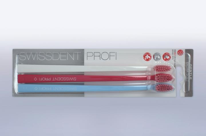 Immagine prodotto Swissdent PROFI Gentle Toothbrush Trio Extra-Soft White/Red/Blue (1 pz) (Extra morbido, 3 x)