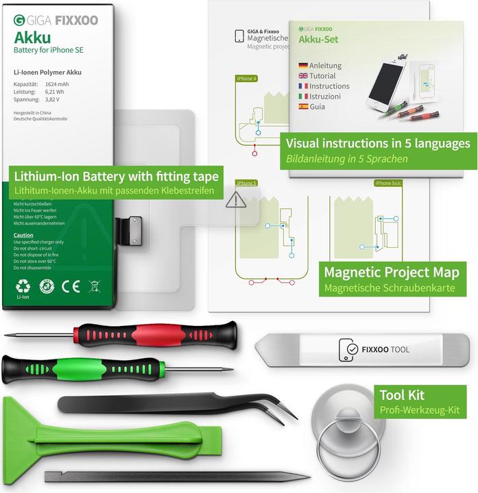 Actual product image Giga Fixxoo Repair kit battery (Rechargeable battery, iPhone SE)
