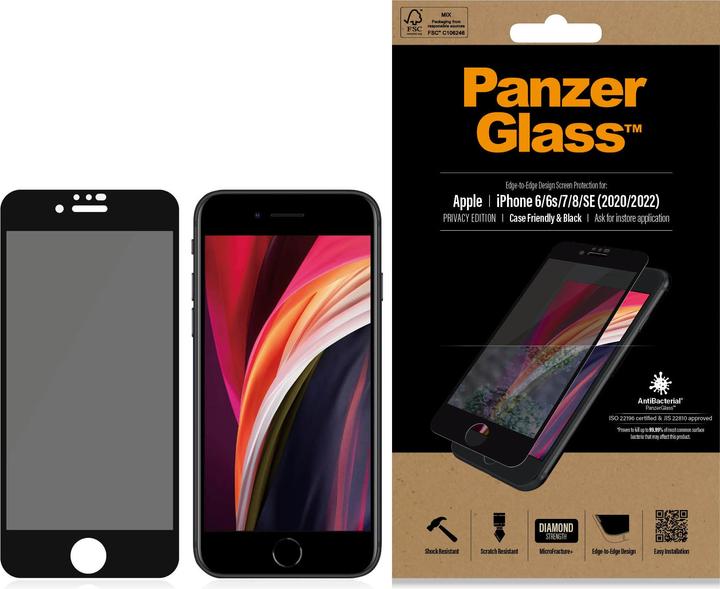 PanzerGlass Caso amichevole sulla privacy (1 Pezzo/i, Apple iPhone 6, Apple iPhone 6s, Apple iPhone 7, Apple iPhone 8, Apple iPhone SE (seconda generazione), Apple iPhone SE (terza generazione))