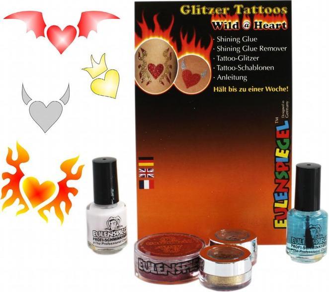 Actual product image Eulenspiegel Glitter Tattoo Set: Wild @ Heart