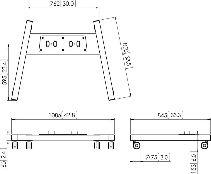 Actual product image Vogels PFT 8530 Display trolley foot large, up to 160kg, silver (Mounting- / Adapterplates)
