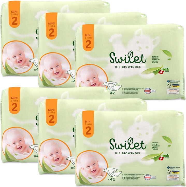 Swilet Die Biowindel (Gr. 2, Monatsbox, 252 Stück)