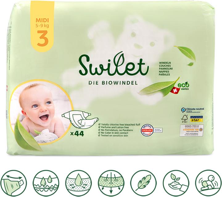 Image du produit Swilet La couche bio Midi (Taille 3, Pack mensuel, 528 pièce(s))