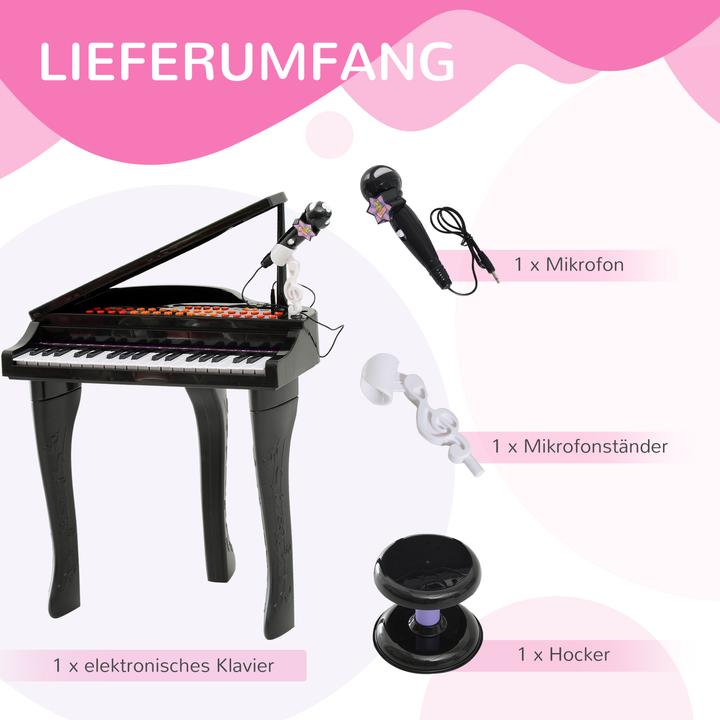 Immagine prodotto Homcom Pianoforte per bambini con microfono (Inglese, Tedesco)