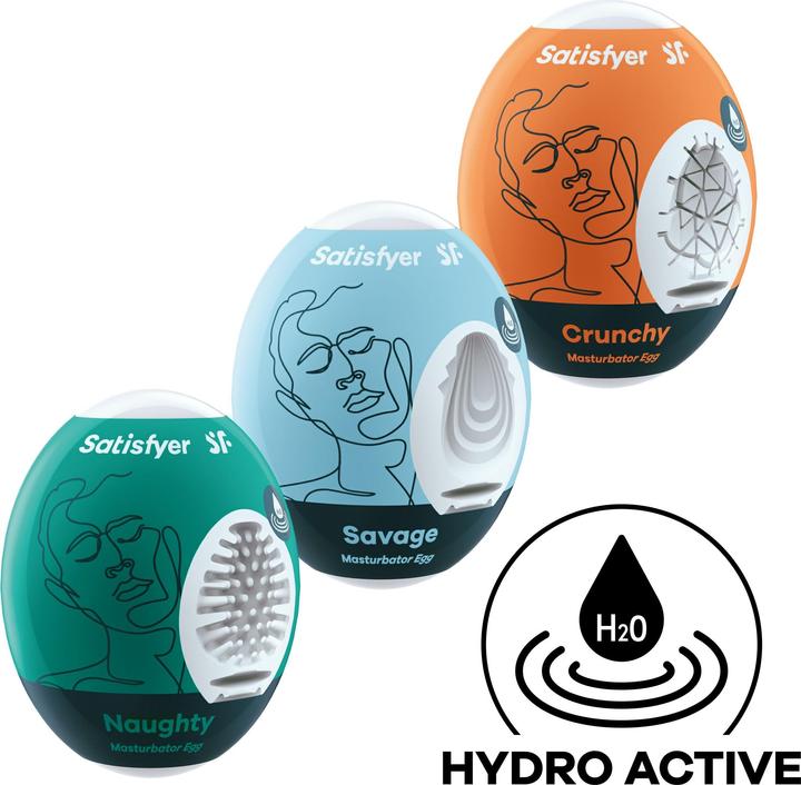 Produktbild Satisfyer Masturbator Egg Set - Naughty, Savage, Crunchy - 3 pcs