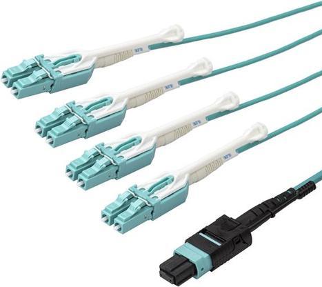 Produktbild StarTech MPO8LCPL2M Glasfaserkabel MPO/MTP 8x LC OM3 Aqua-Farbe (2 m)