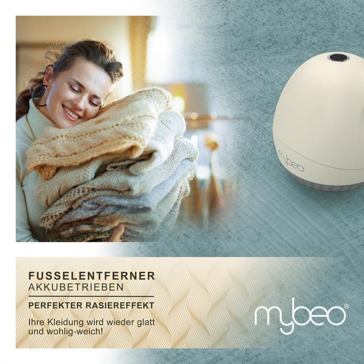 Produktbild Mybeo Fusselrasierer, Elektrischer Akku Fusselentferner beige, Sicherheitsschalter, für Kleidung & Polster
