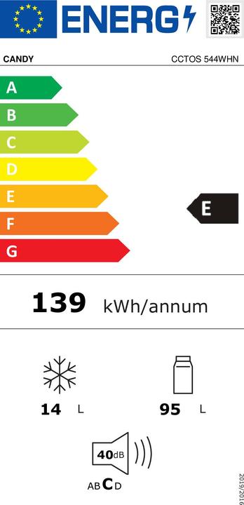 Label énergétique Candy CCTOS 544WHN (109 l)